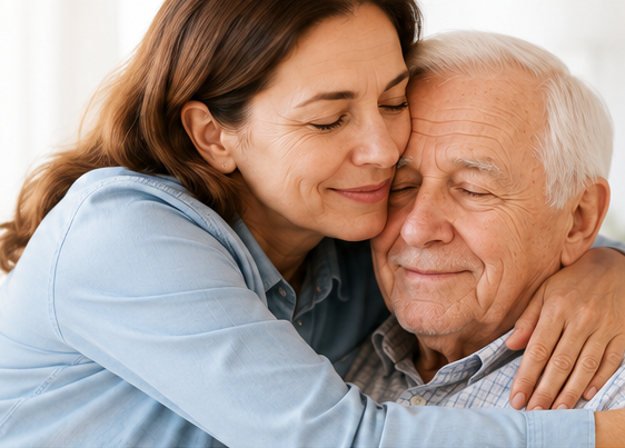 Aidant accompagnant un parent âgé à domicile
